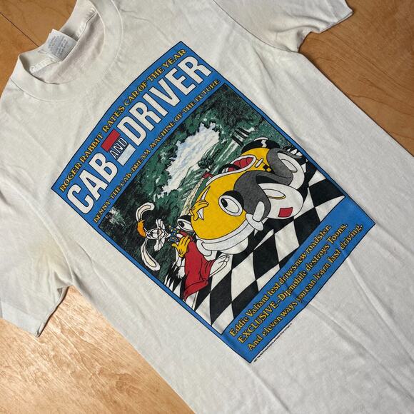 Vintage 90s Rodger Rabbit Cartoon Cab and Driver Medium WhiteT-Shirt - Picture 4 of 10